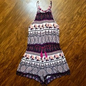 Mossimo Casual Printed Romper Purple / White M